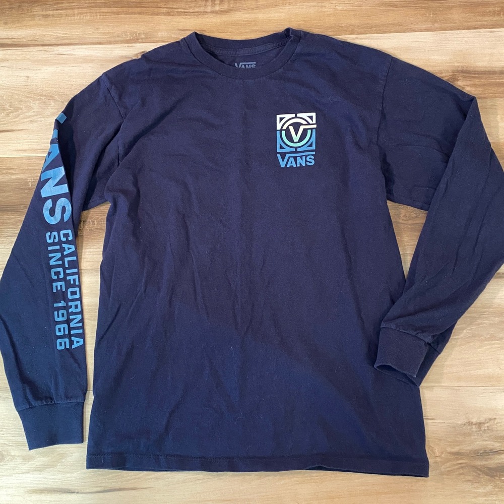 Vans Mens Long Sleeve Graphic T-Shirt Medium Navy Blue California